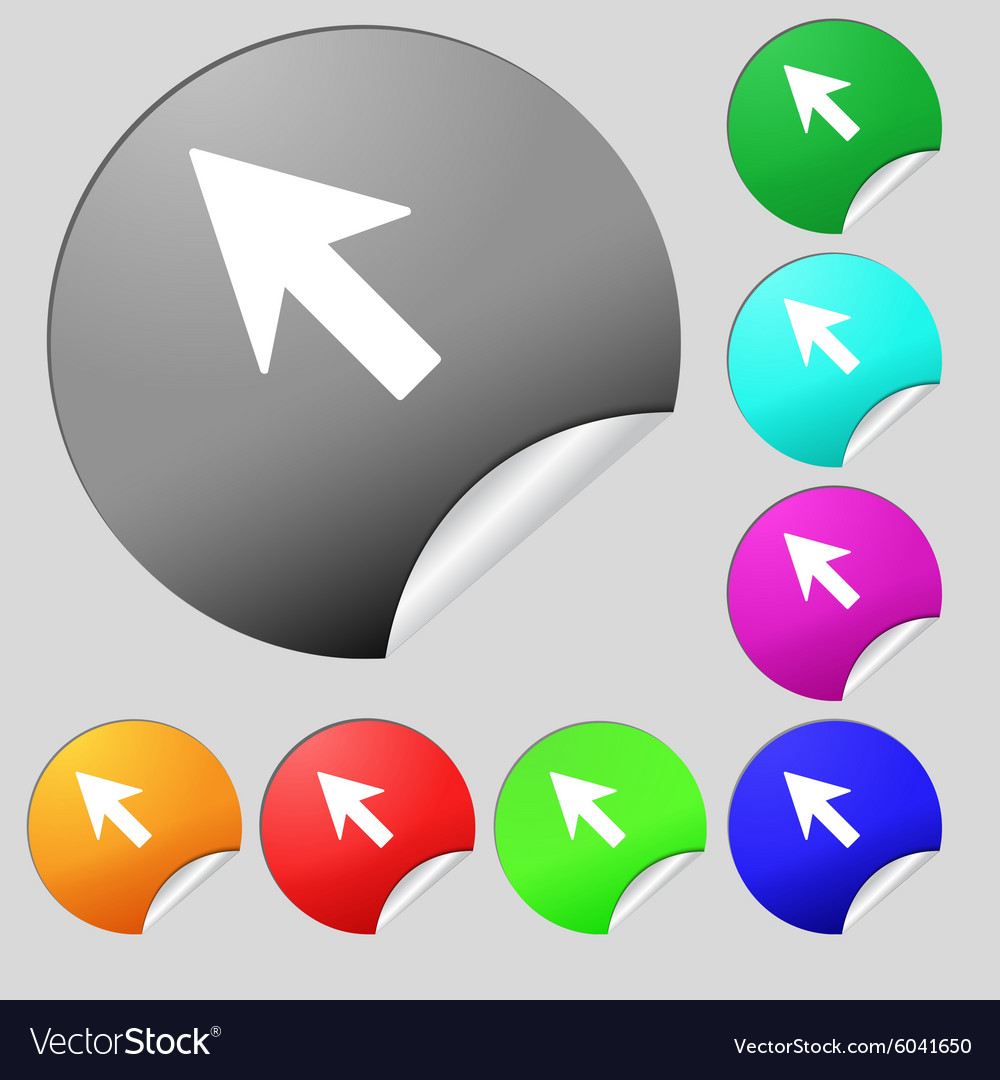Cursor arrow icon sign set of eight multi colored Vector Image
