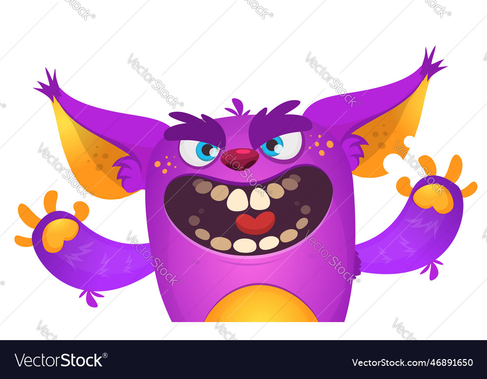 Funny Cartoon Monster Character Of Cute And Happy Vector Image