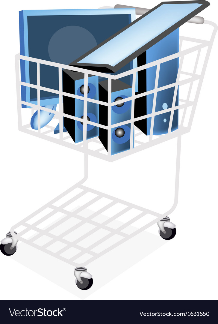 Set Of Desktop Computer In Ping Cart Vector Image