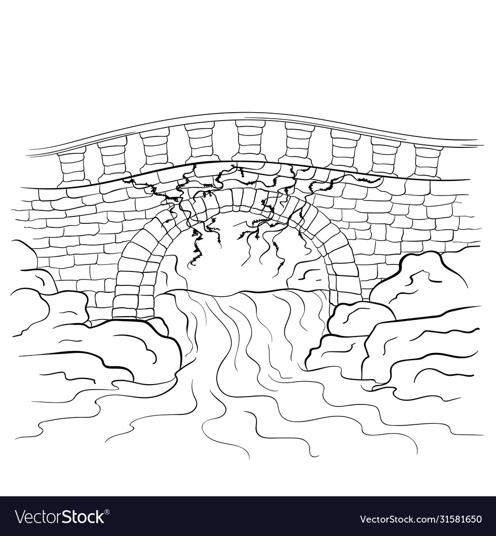 Мечтал провести подземный ход через пруд. Каменная Мостовая контур. Мост каменный чертежи. Мост line Art. Мостик одной линией.