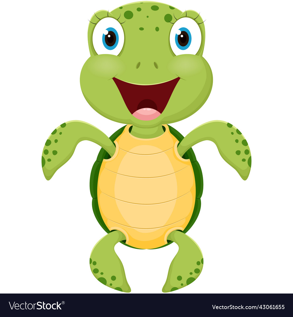 Cute sea turtle cartoon isolated on white Vector Image