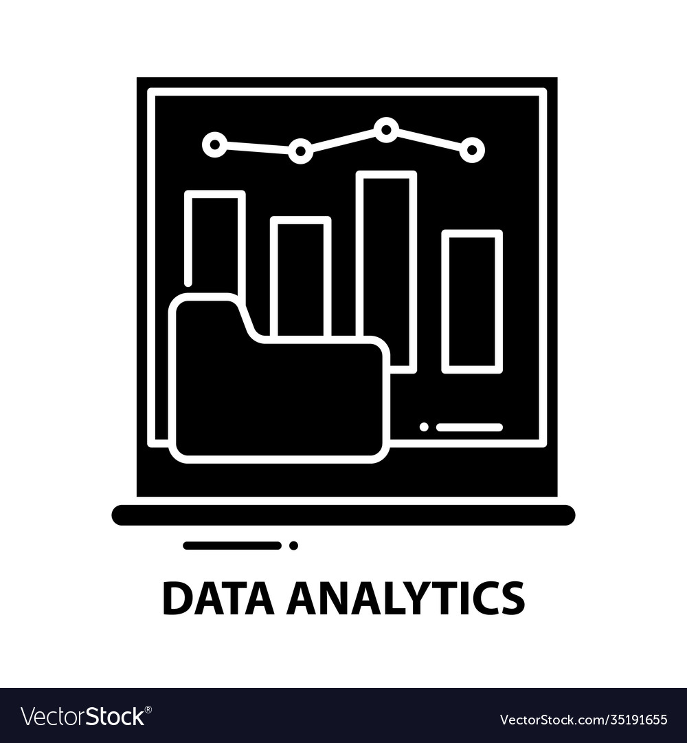 Data analytics icon black sign Royalty Free Vector Image
