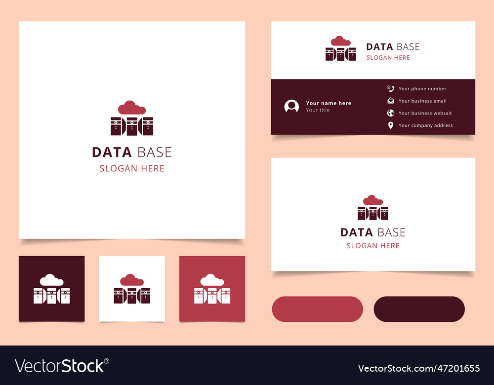 Data base logo design with editable slogan Vector Image