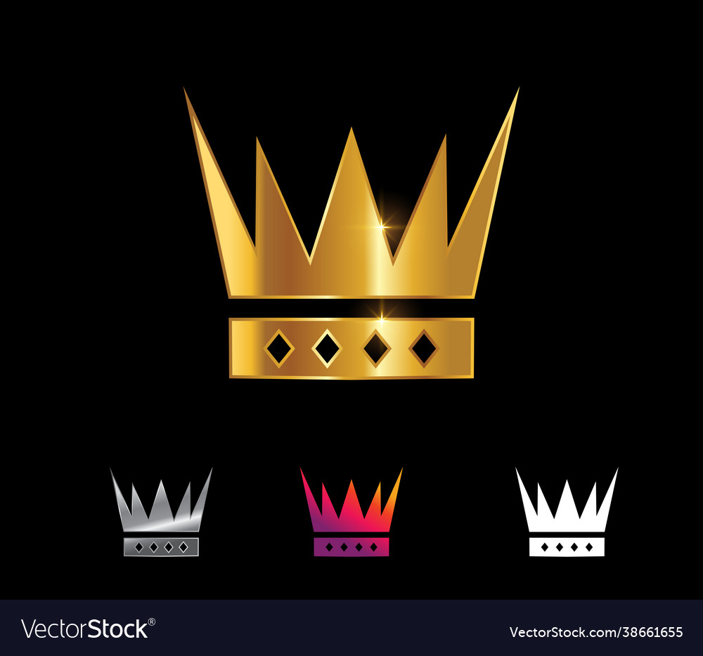 Golden royal crown sign Royalty Free Vector Image