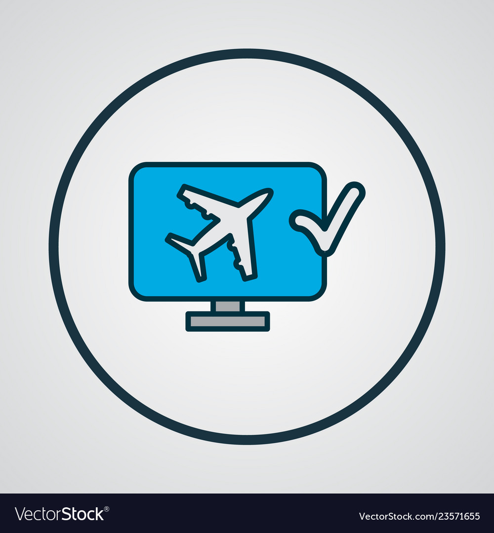 Online check-in icon colored line symbol premium Vector Image