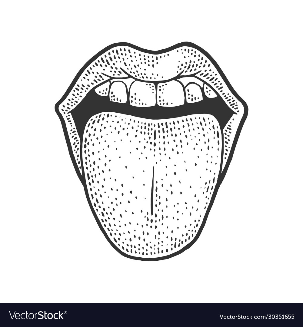 Tongue sticking out sketch Royalty Free Vector Image