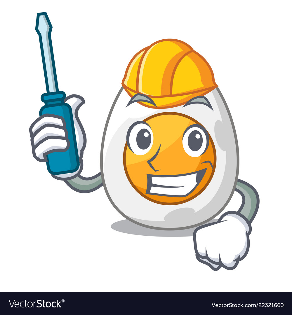 Automotive freshly boiled egg isolated on mascot Vector Image