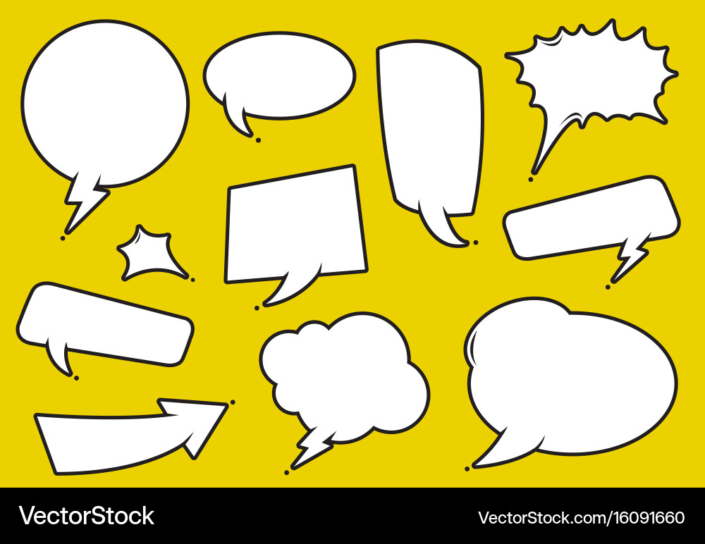 Comic speech bubble set Royalty Free Vector Image