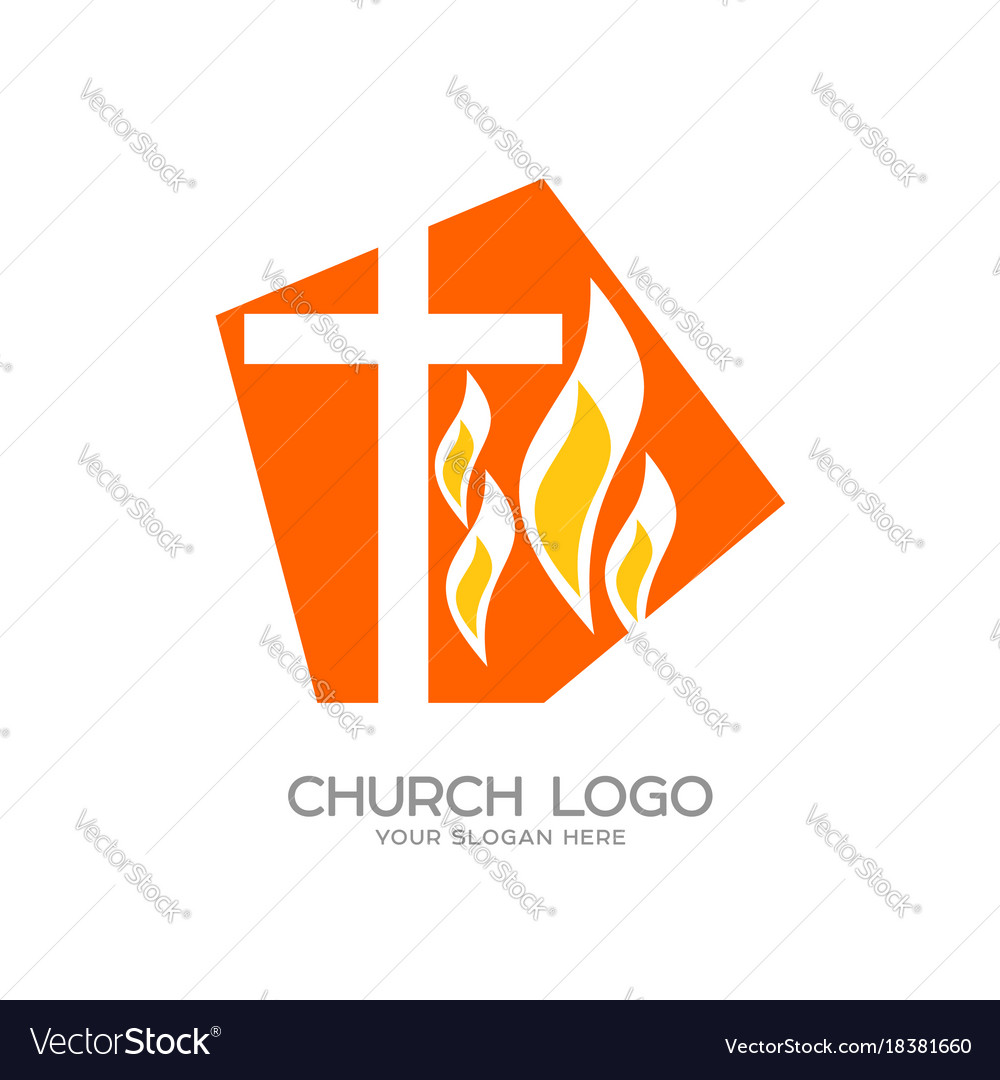 Cross of jesus and the flame Royalty Free Vector Image