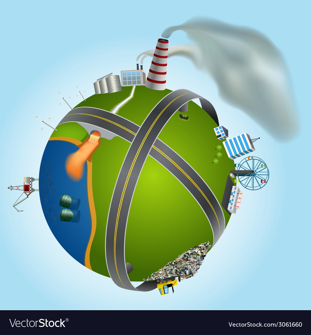 Global environmental problems showing types of Vector Image