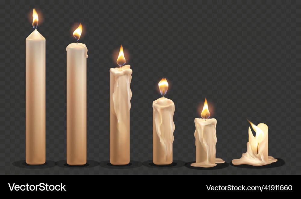Lit candle animation realistic burning candles Vector Image