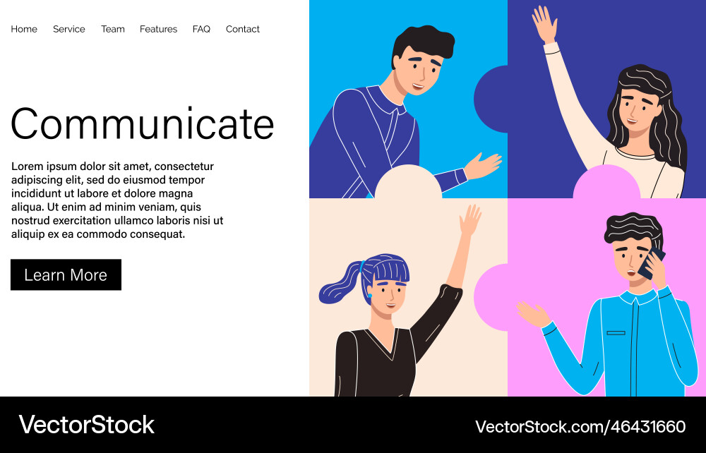People communicate landing page template diverse Vector Image