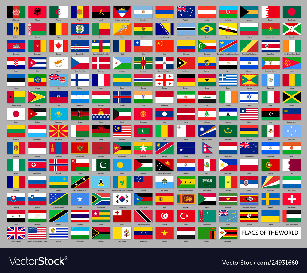 Worldwide national flags set Royalty Free Vector Image