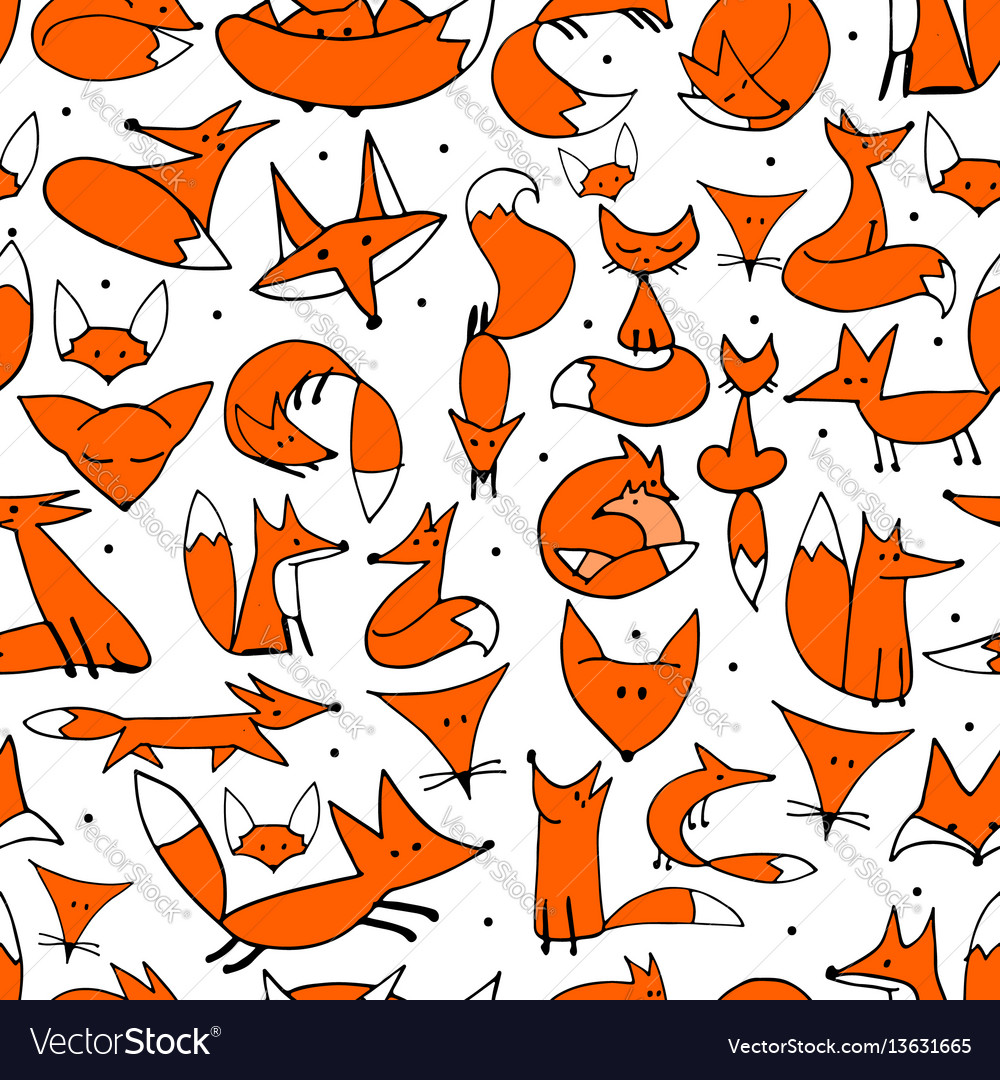 Cute foxes seamless pattern for your design