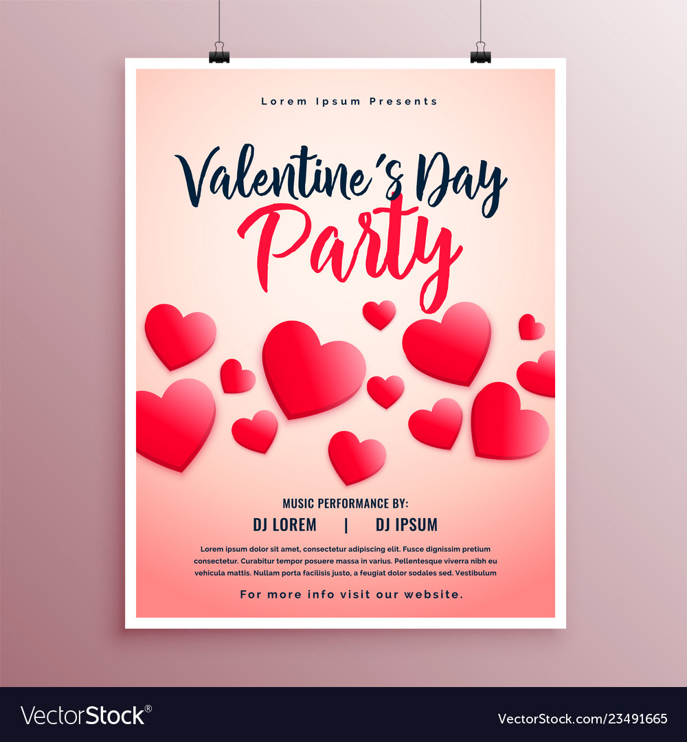 Lovely valentines day party flyer template Vector Image