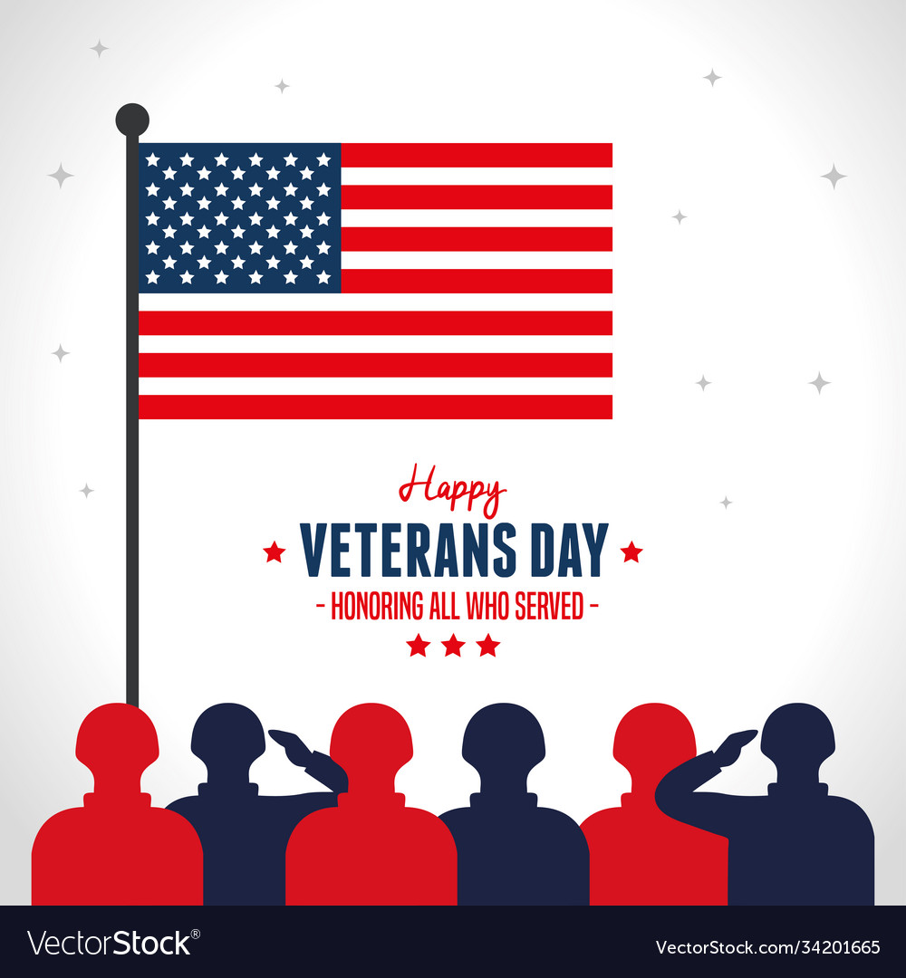 Military and flag in day happy veterans Royalty Free Vector