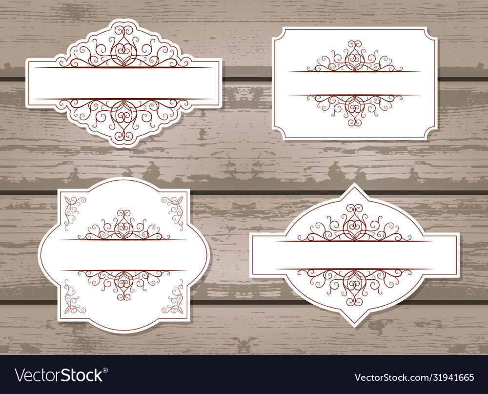 Set labels with decorative elements Royalty Free Vector
