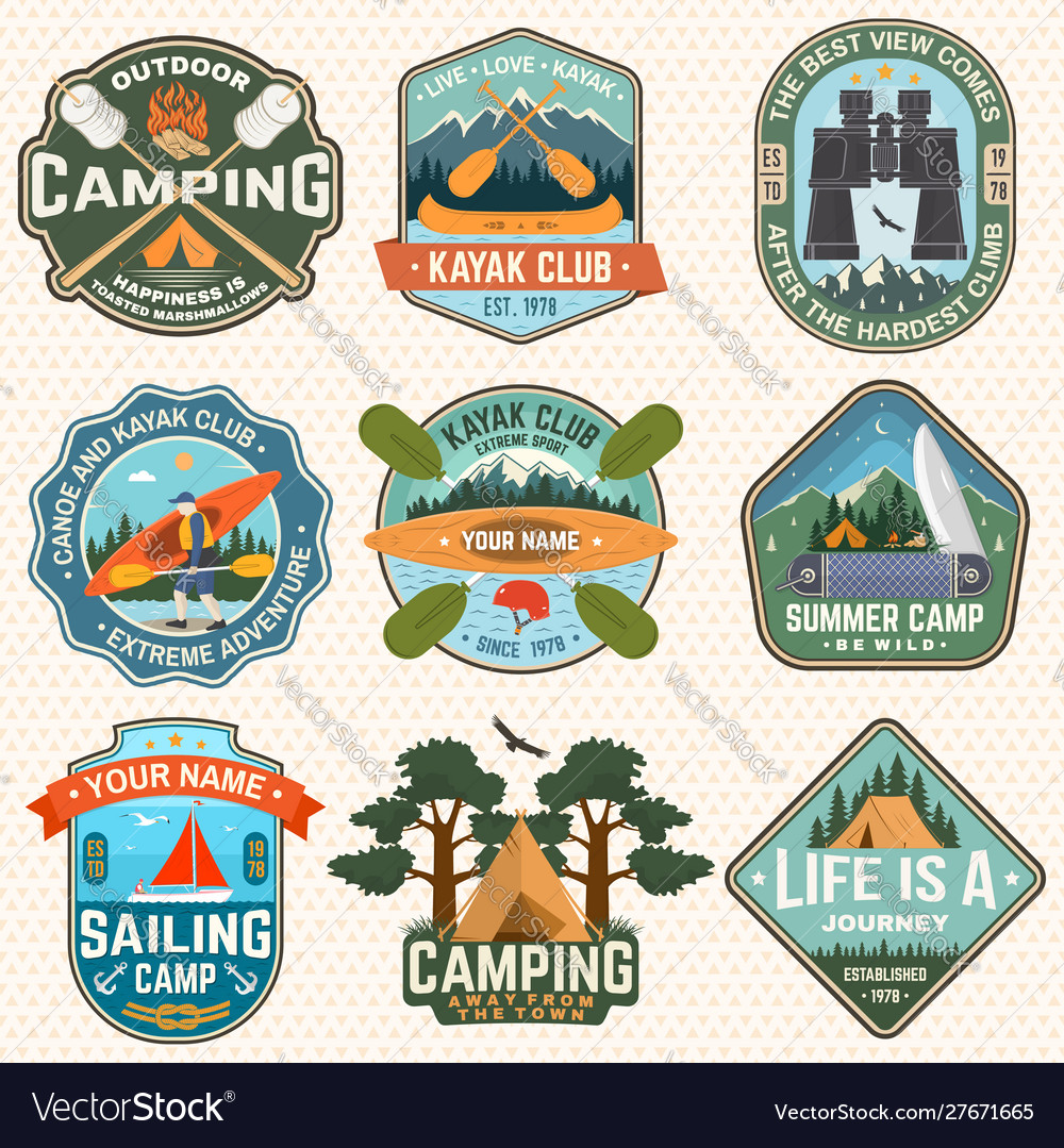 Set summer camp badges patches Royalty Free Vector Image