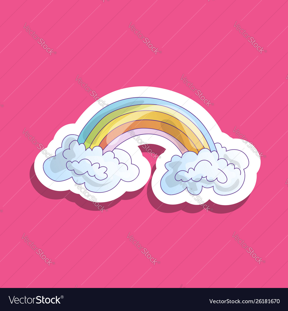 Color rainbow with clouds cute cartoon Royalty Free Vector