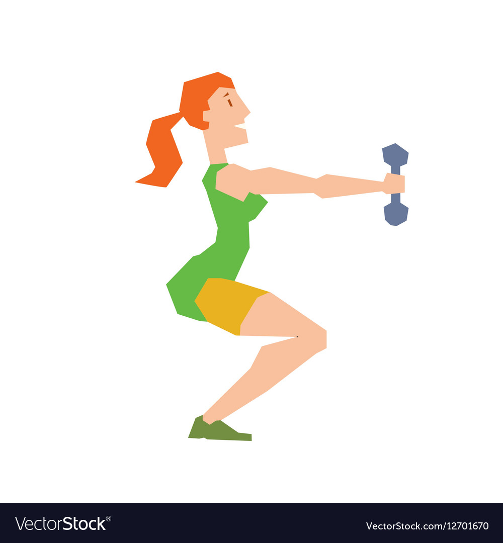 Girl exercise training doing squats Royalty Free Vector