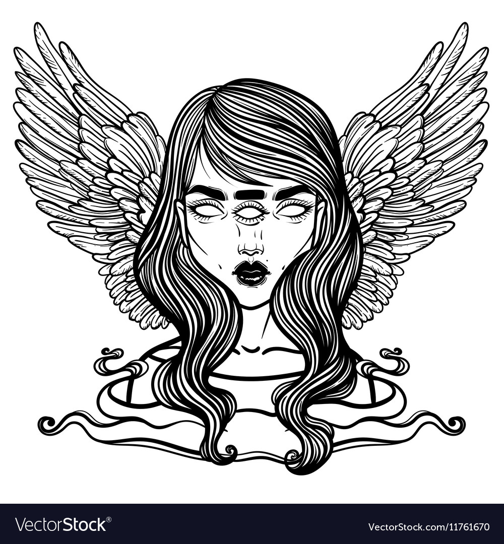 Portrait of mystic angel or demon of death in the Vector Image