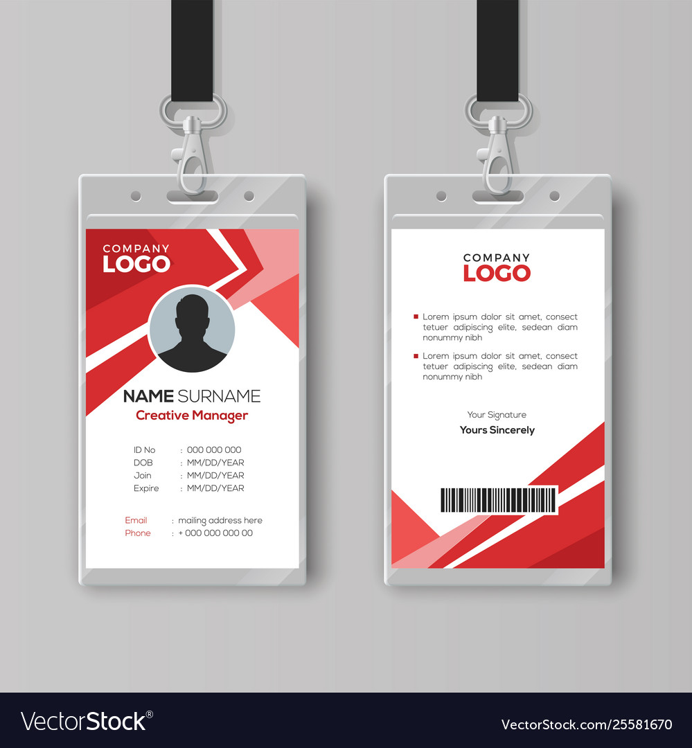 Stylish red id card design template Royalty Free Vector