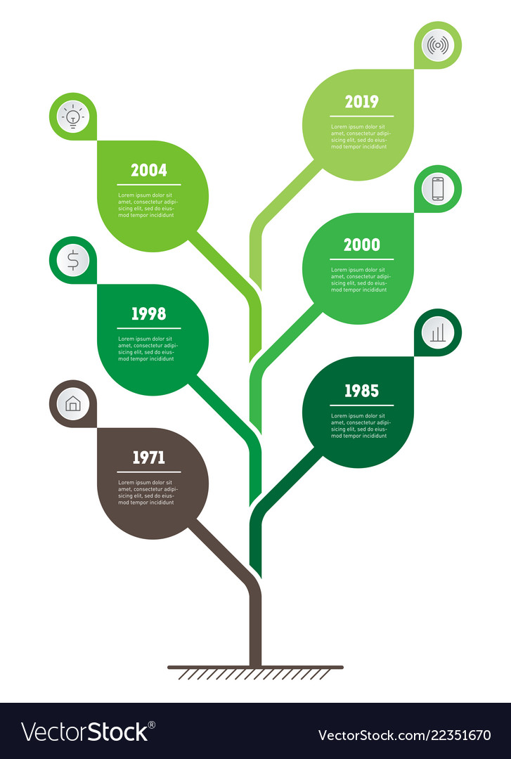 Vertical timeline infographics tree Royalty Free Vector