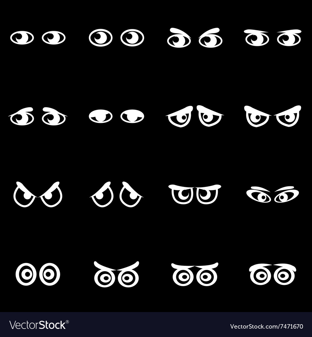 White cartoon eyes icon set