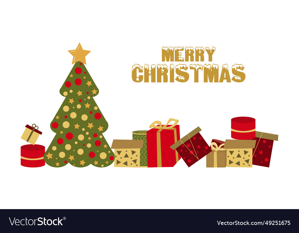 Decorated christmas tree on a white background Vector Image
