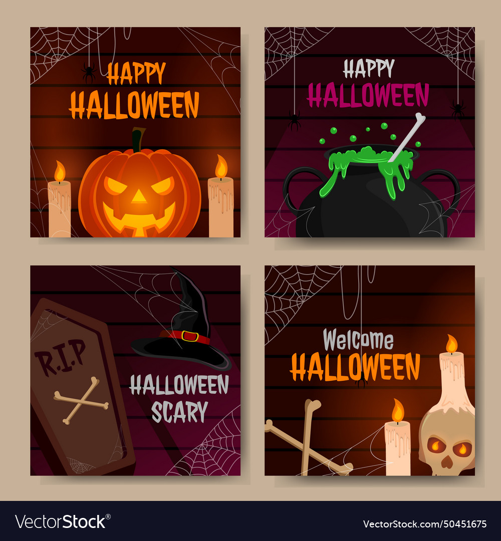 Happy halloween social media post set design