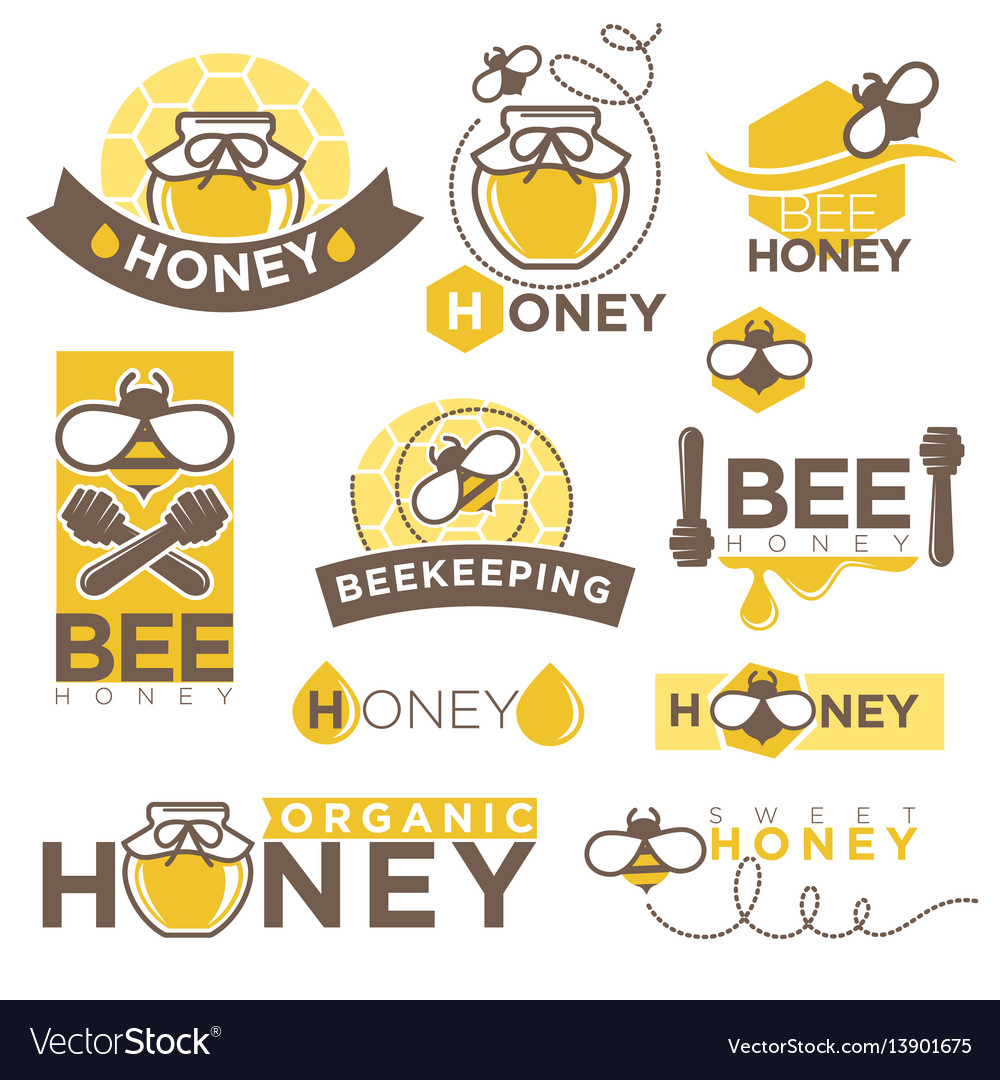 Honey beekeeping product icons templates Vector Image