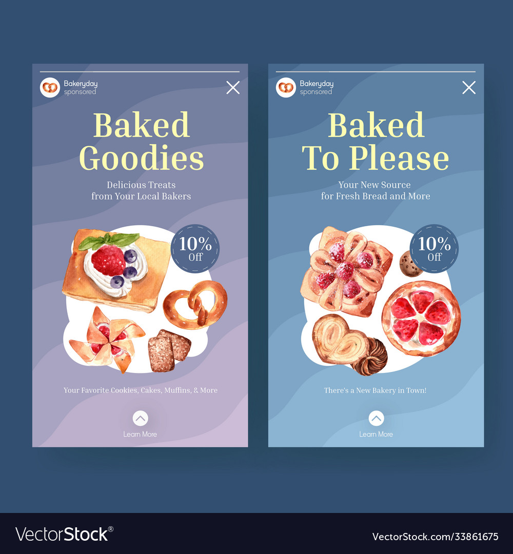 Instagram Template With Bakery Design For Online Vector Image