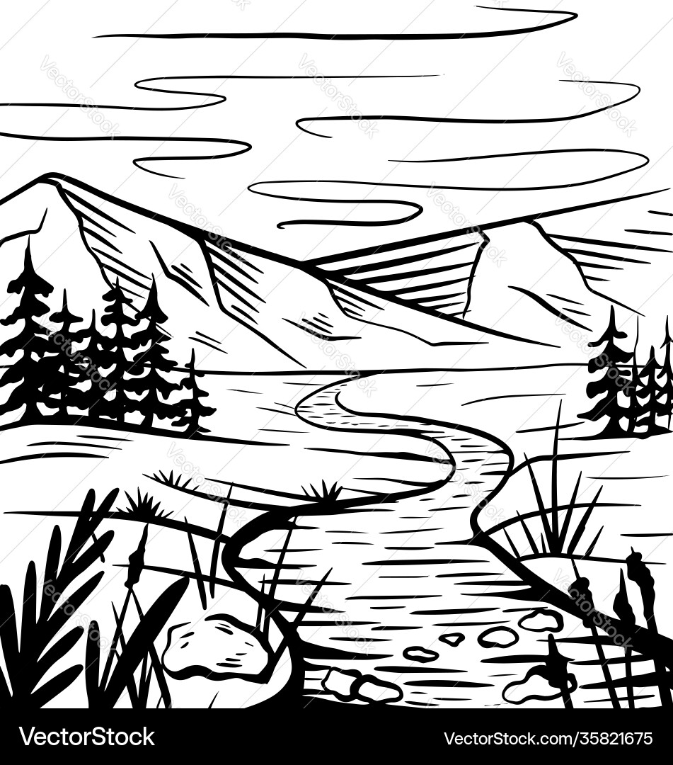 Mountain Black And White Sketch