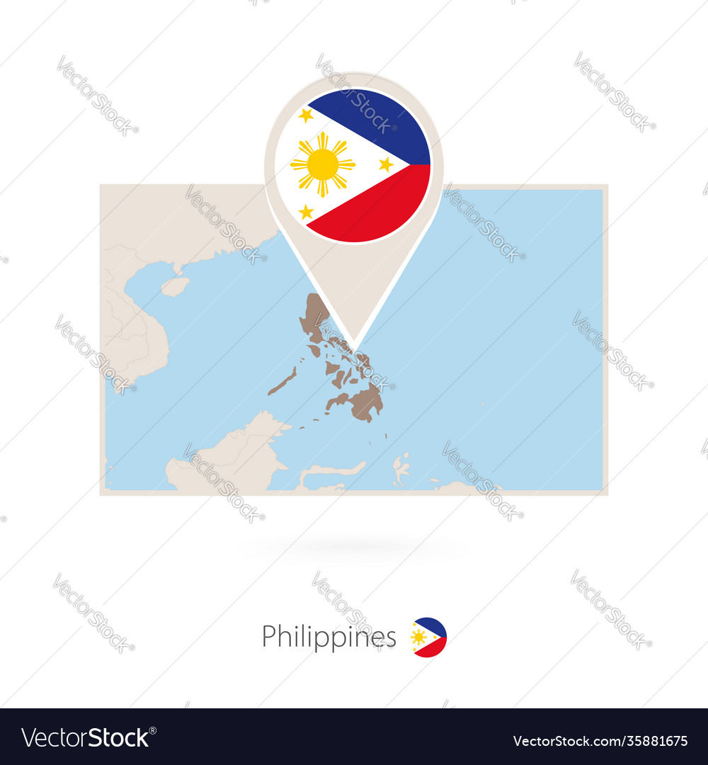 Rectangular map philippines with pin icon Vector Image