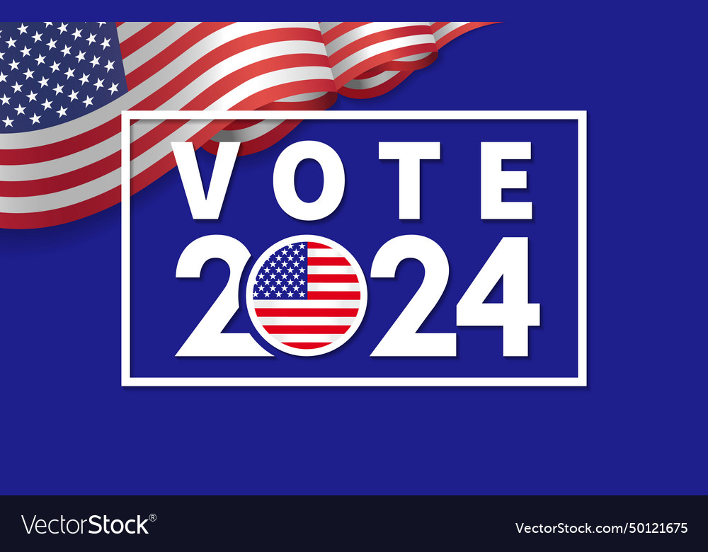 Vote 2024 waving flag usa in frame Royalty Free Vector Image