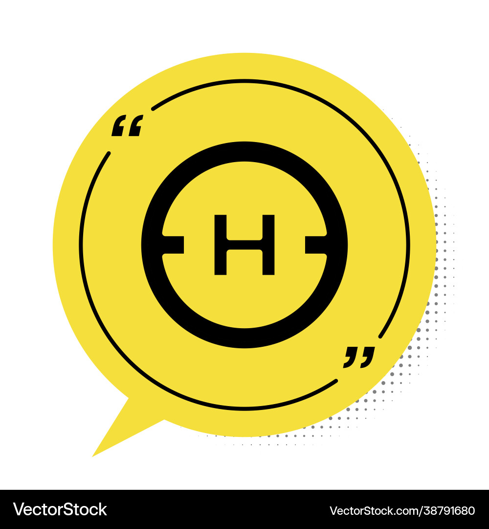 Black helicopter landing pad icon isolated Vector Image
