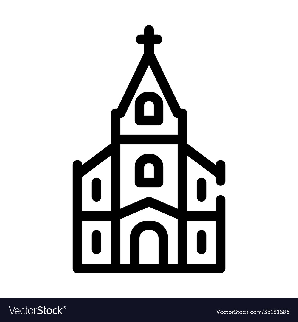 Catholic temple line icon Royalty Free Vector Image