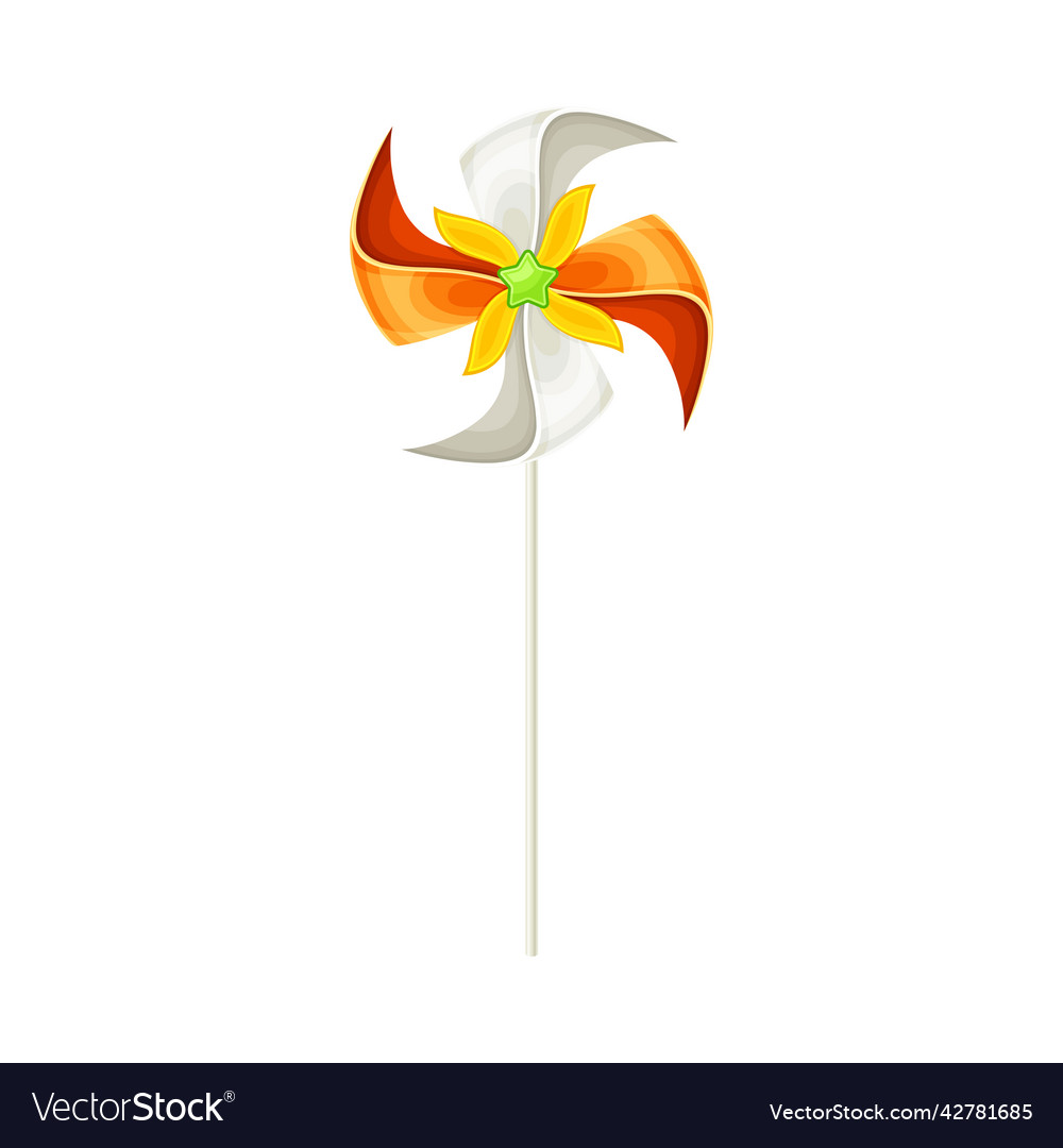 Colorful pinwheel toy with paper curl attached Vector Image