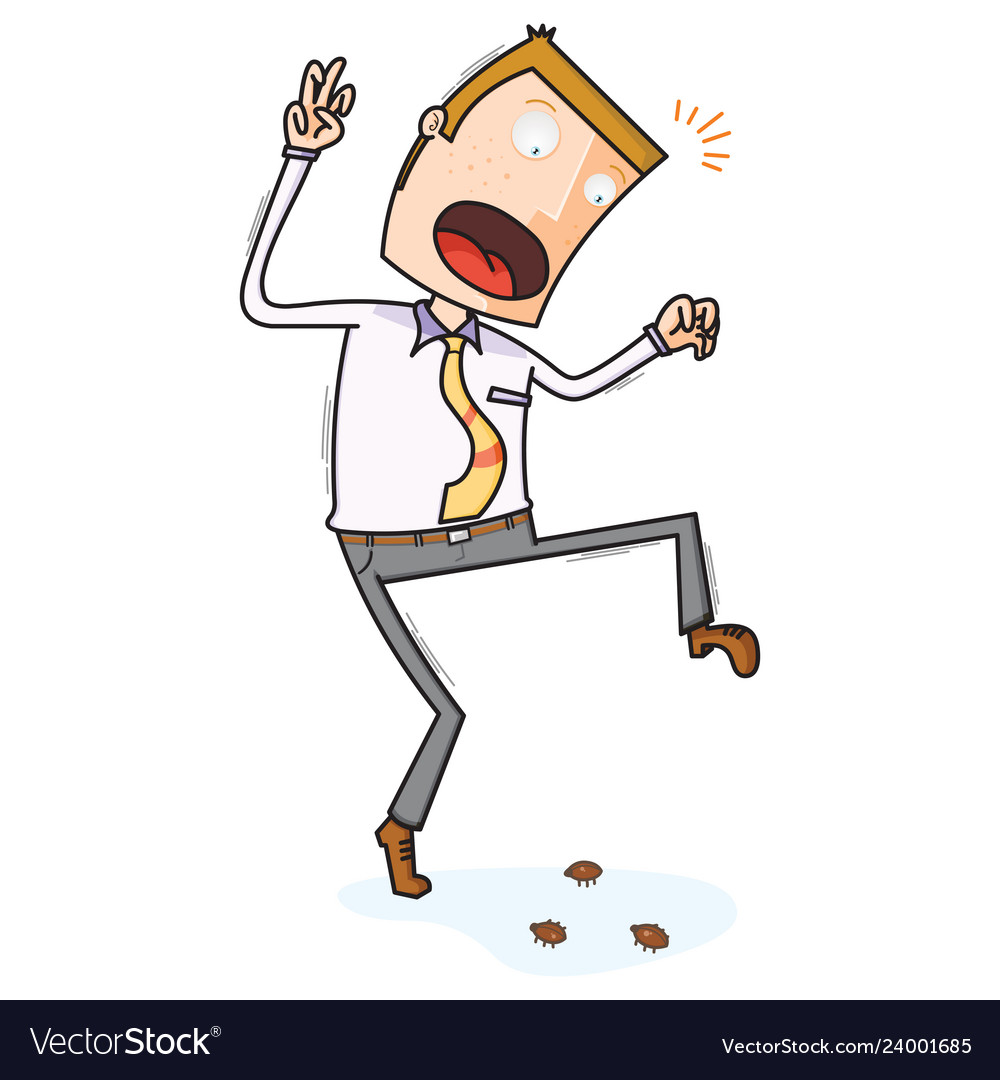 Man afraid of cockroach Royalty Free Vector Image