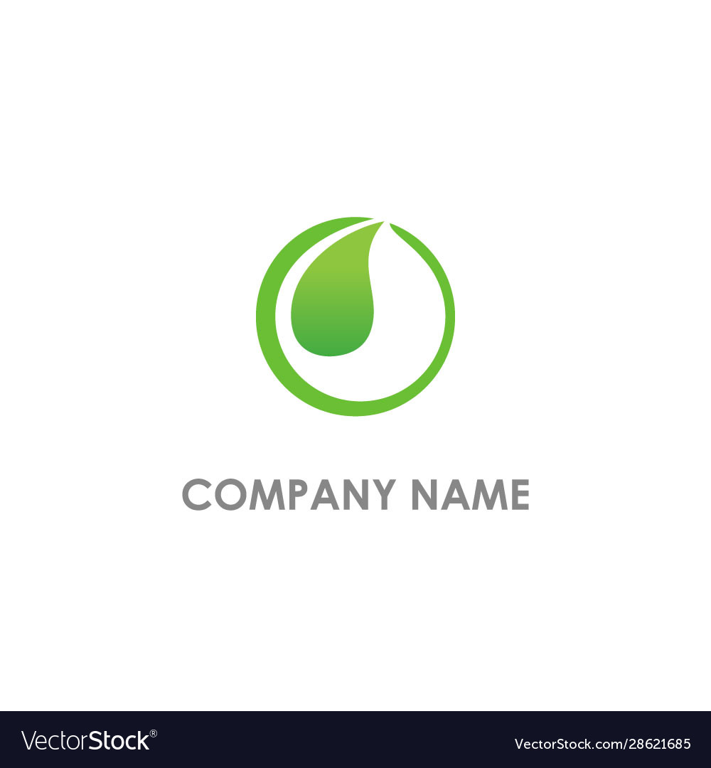 Round Green Leaf Organic Logo Royalty Free Vector Image
