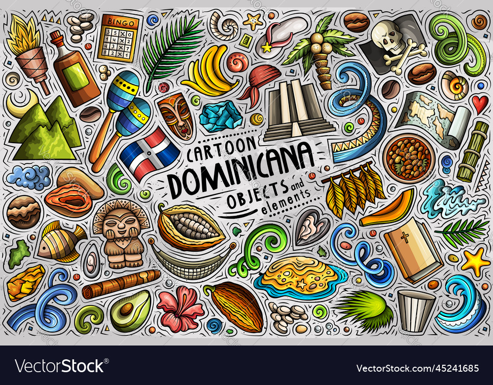 Set of dominican republic traditional symbols Vector Image