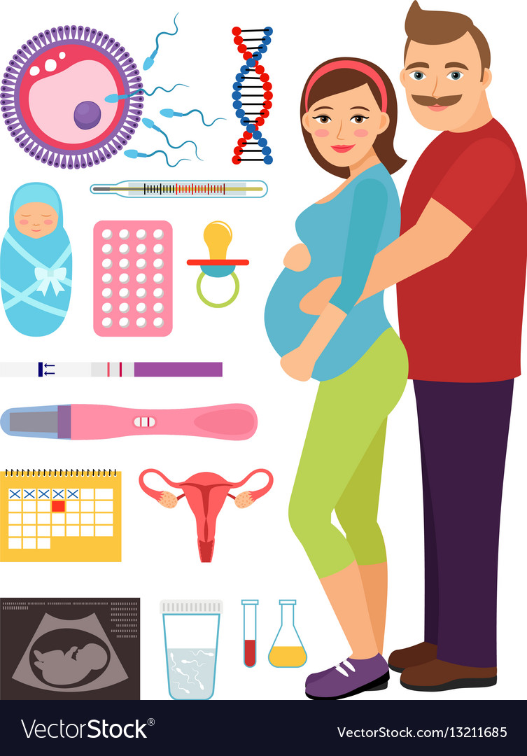 Young couple during pregnancy problem vector image Young couple during pregnancy problem