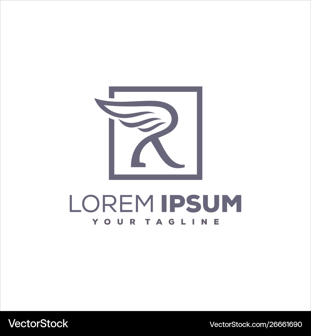 Awesome wing square logo design Royalty Free Vector Image