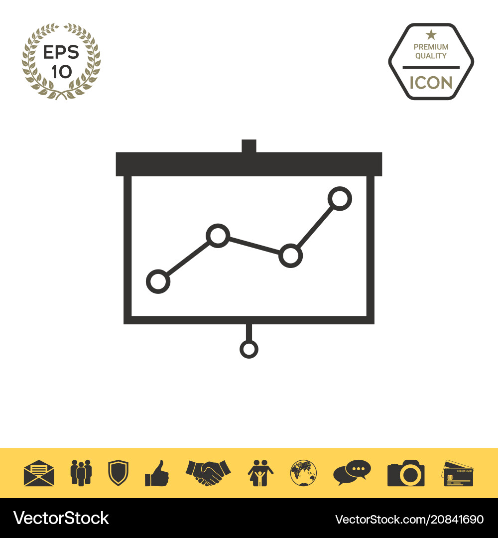 Projector screen with graph Royalty Free Vector Image