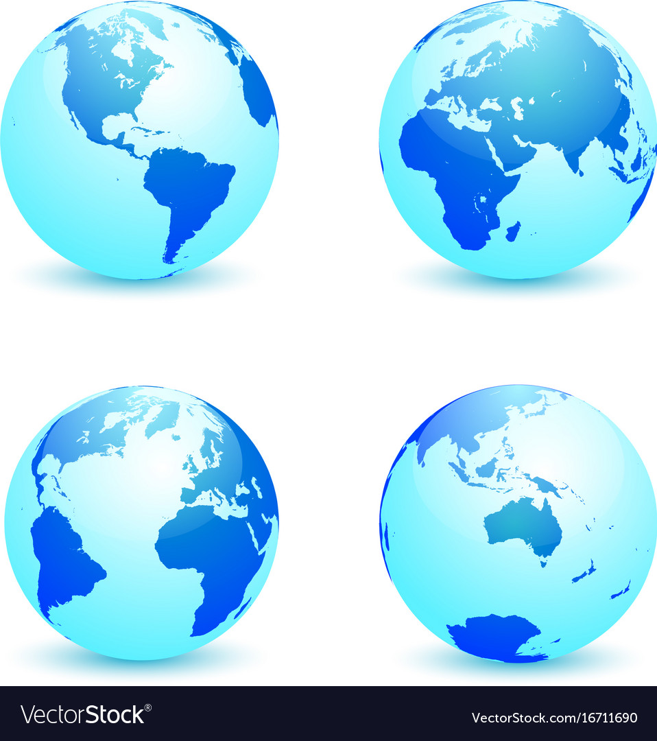 Realistic earth globe in four variants Royalty Free Vector