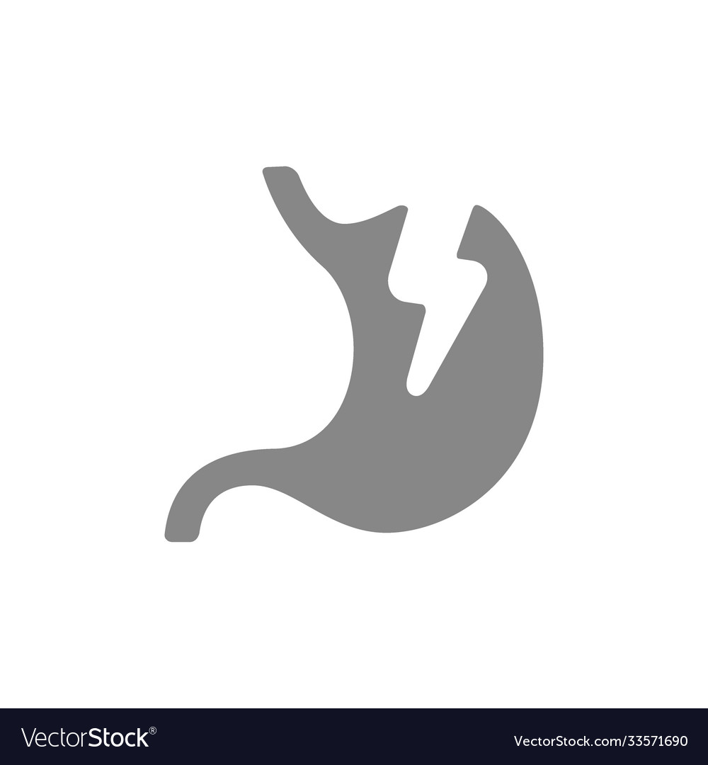 Stomach with acute pain grey icon danger Vector Image