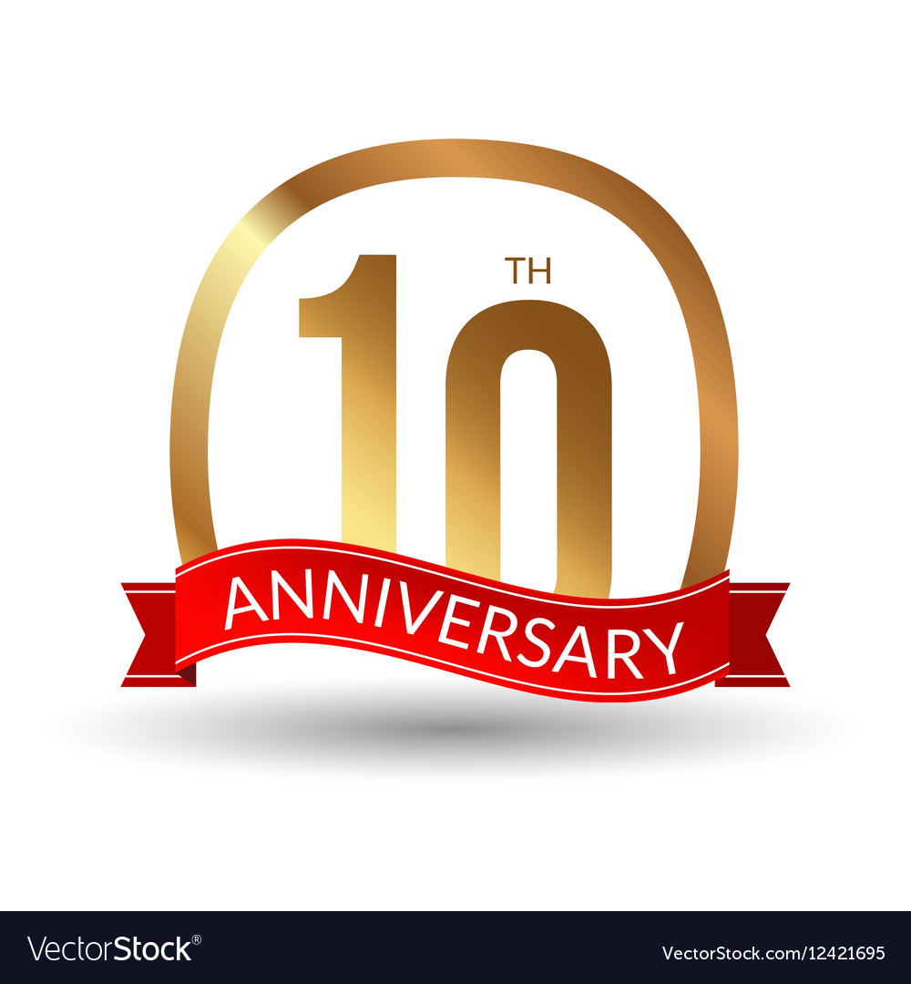 10 years anniversary experience gold label Vector Image