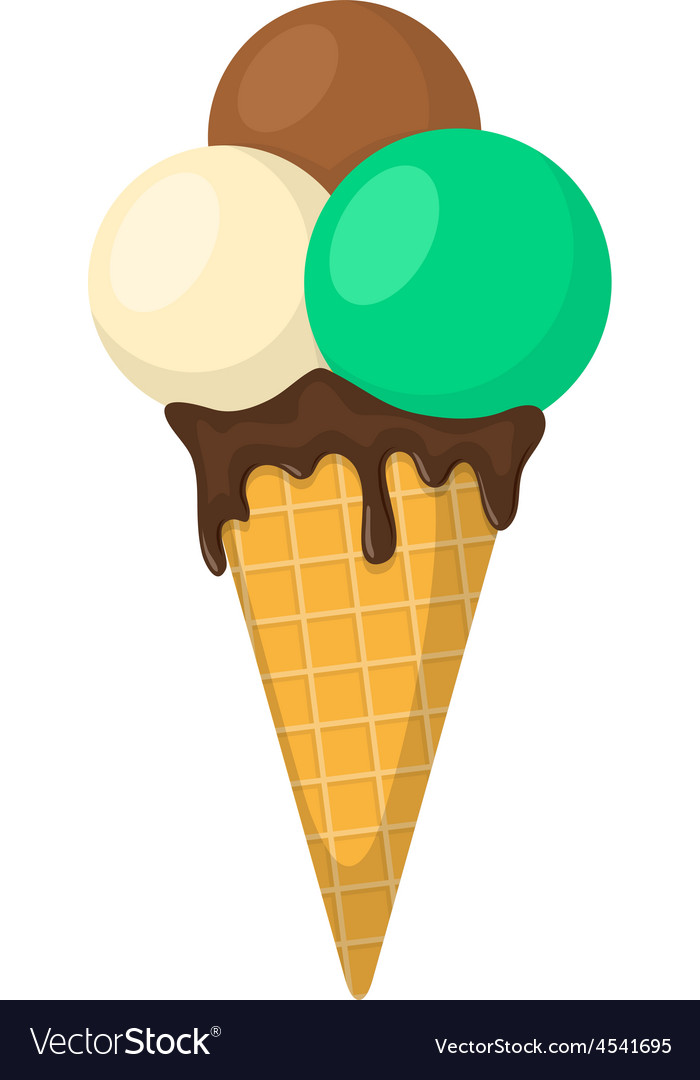 Ice cream in waffle cone Royalty Free Vector Image