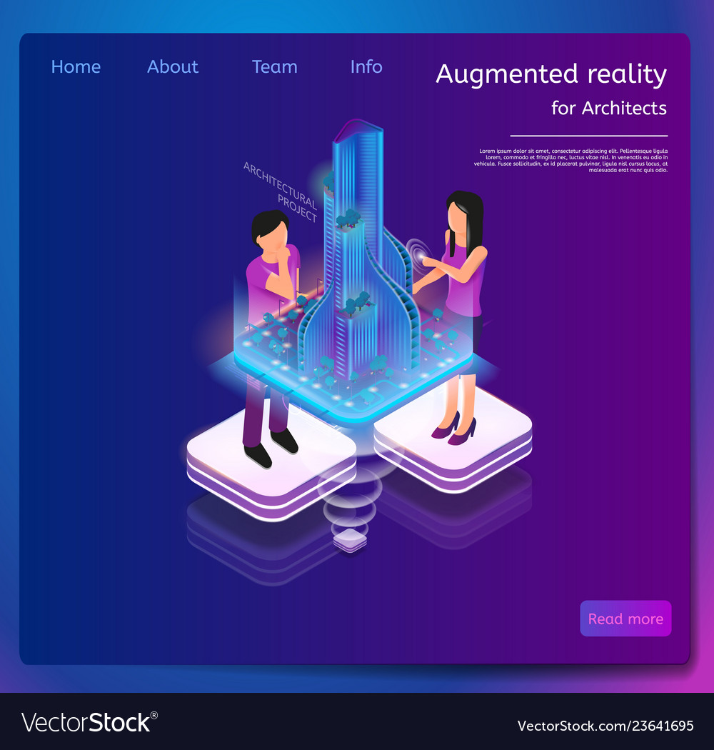 Isometric Banner Augmented Reality For Architects Vector Image