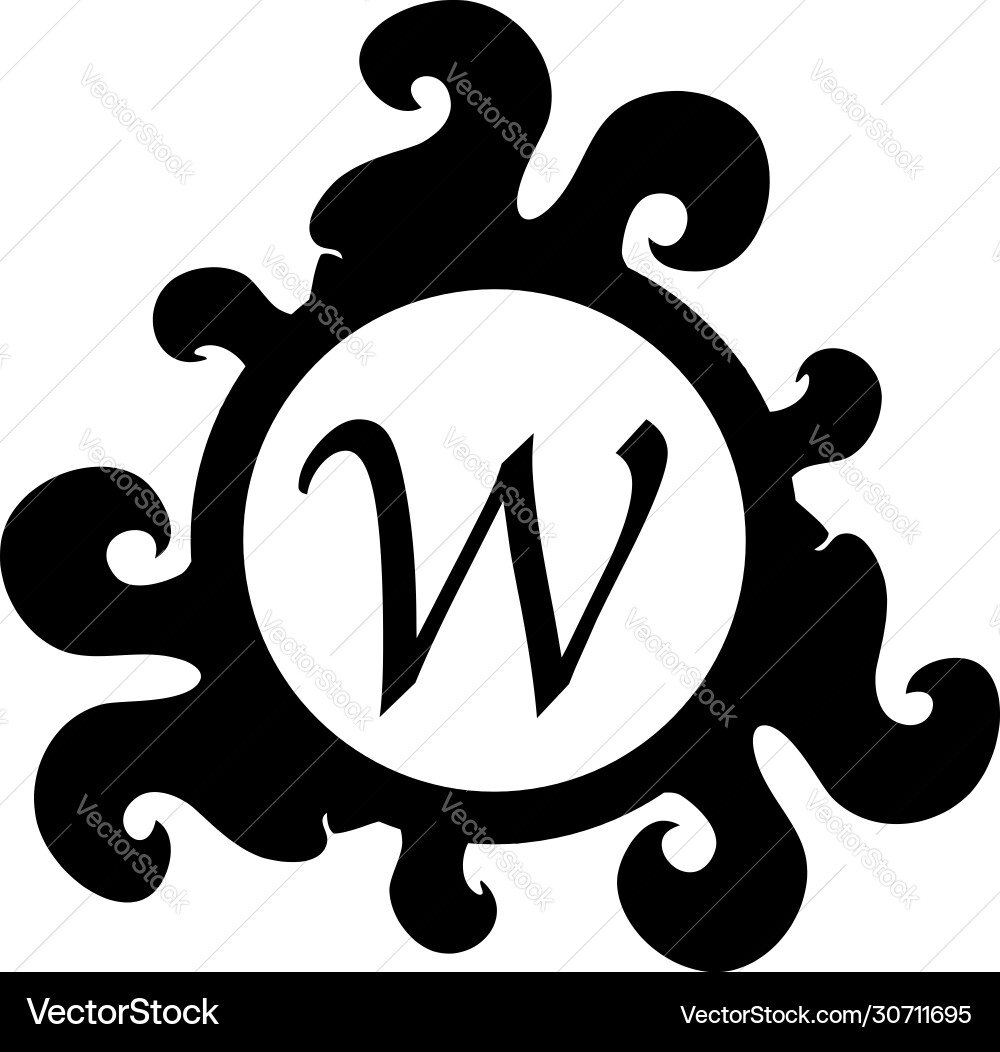 Letter w decorative alphabet logo isolated Vector Image